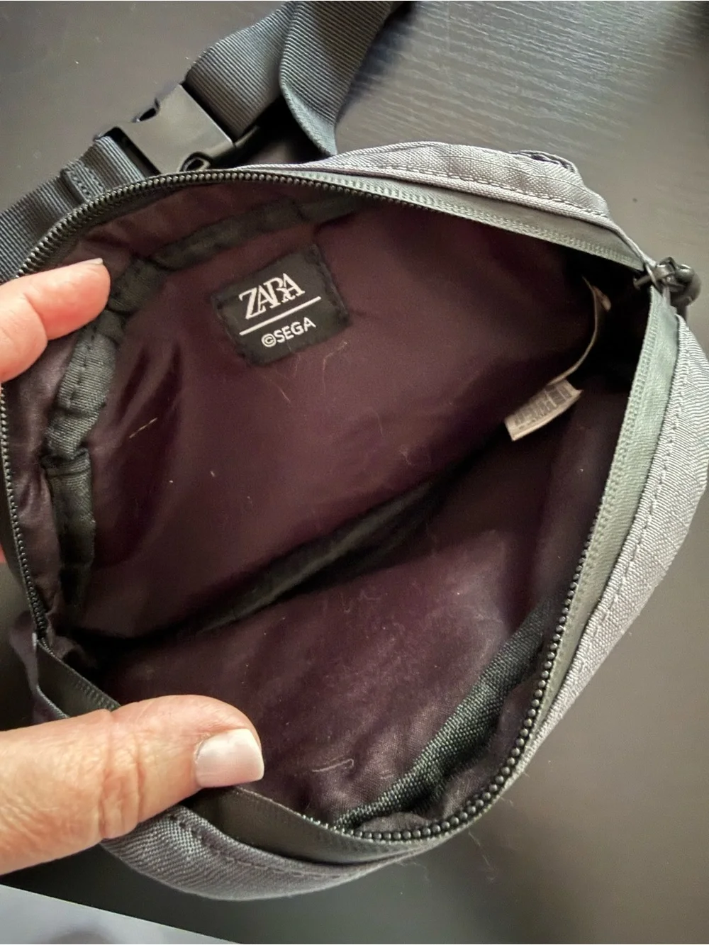 Zara x Sega gray & black fanny bag. Belt bag.